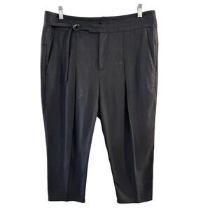 Helmut Lang Cropped Black Women’s Belted Tapered Trousers Pant Size 10